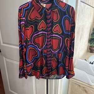 Farm Rio Wild Hearts Patterned Women's Top